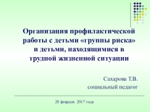Организация профилактической работы с детьми группы риска и детьми, находящимися в трудной жизненной ситуации