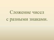 Презентация Сложение чисел с разными знаками