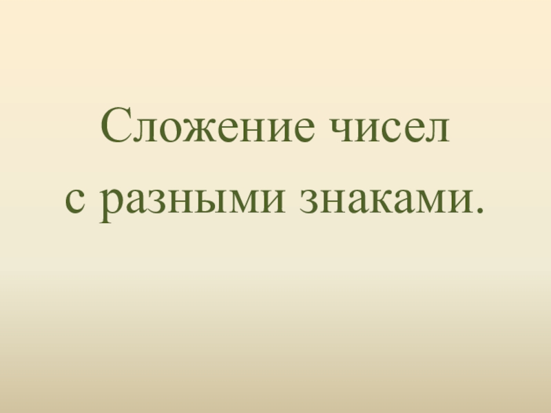 Презентация Сложение чисел с разными знаками