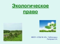 Презентация по обществознанию на тему Экологическое право