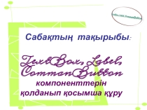 Презентация по информатике TextBox, Label, CommanButton компоненттерін қолданып қосымша құру