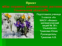 Проект ученицы 3 класса на тему  Как сохранить раннецветущие растения Ульяновской области?
