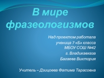 Презентация В мире фразеологизмов
