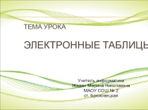 Презентация по информатике на тему Электронные таблицы (урок 1)