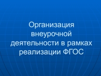 Презентация Организация внеурочной деятельности в рамках реализации ФГОС