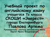 Учебный проект по английскому языку My summer holidays учащегося 7а класса Павлова Артема
