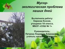 Презентация по теме Мусор-экологическая проблема наших дней
