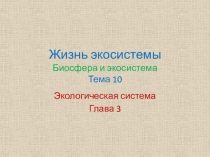 Презентация по окружающему миру Жизнь экосистемы