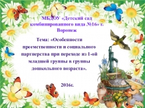 :Преемственность и социальное партнерство при переходе из 1-ой младшей группы в группы дошкольного возраста.