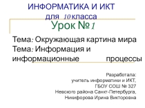 Презентация по информатике и ИКТ на тему Окружающая картина мира. Информация и информационные процессы.  (10 класс)