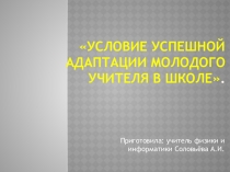 Презентация Условие успешной адаптации молодого учителя в школе.