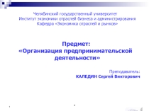 Организация предпринимательской деятельности. Презентация к Теме 3. Классификация предпринимательства. Типы и виды предпринимательства (Факультатив по экономике для учащихся старших классов образовательных учреждений)