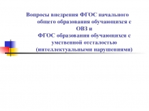 Вопросы внедрения ФГОС начального общего образования обучающихся с ОВЗ