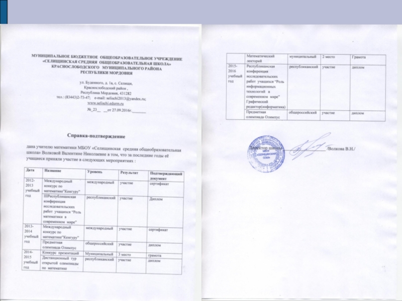 Презентация портфолио Волковой В.Н.