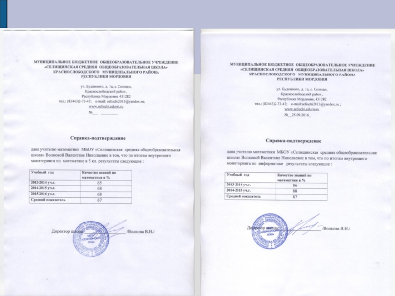 Презентация портфолио Волковой В.Н.