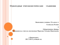 Презентация к проектной работе Однородные уравнения