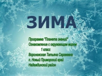 Презентация Ознакомление с окружающим миром Зима