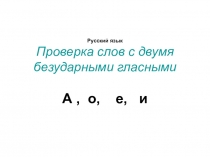 Презентация по русскому языку Проверка слов с двумя безударными гласными