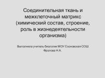Презентация к лекции Соединительная ткань и межклеточный матрикс (химический состав, строение, роль в жизнедеятельности организма)