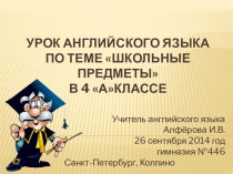 Презентация по английскому языку на тему Школьные предметы.