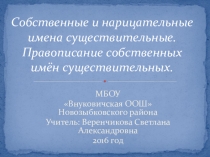 Презентация урока русского языка на тему: Имена существительные собственные и нарицательные 3 класс