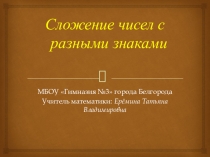 Презентация по математике на тему Сложение чисел с разными знаками