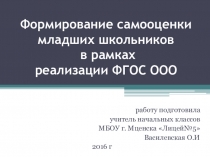 Формирование самооценки младших школьников в рамках реализации ФГОС ООО
