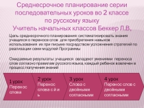 Презентация Среднесрочное планирование серии последовательных уроков во 2 классе по русскому языку
