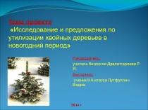 Презентация по биологии на тему проекта Исследование и предложения по утилизации хвойных деревьев в новогодний период