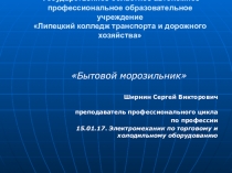 Презентация. Устройство бытового морозильника.