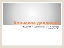 Презентация по биологии 6 класс на тему Корневое давление