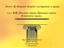 Презентация по праву (профильный уровень) Понятие права. Правовая норма. Источники права