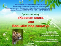 Презентация по проектной деятельности к уроку окружающего мира на тему:  Красная книга или Возьмём под защиту . 2 класс. УМК Школа России.