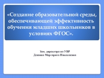 Презентация к докладу Создание образовательной среды, обеспечивающей эффективность обучения младших школьников в условиях ФГОС.