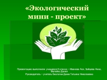 Презентация по биологии Экологический мини проект