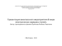 Презентация внеклассного мероприятия В мире электрических зарядов и полей(10кл.)