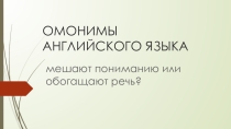 Презентация по английскому языку на тему Омонимы английского языка