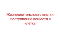 Жизнедеятельность клетки: поступление веществ в клетку