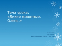 Презентация по развитию устной речи на тему Дикие животные. Олень(4 класс, школа 8 вида)