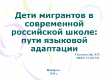 Презентация. Дети мигрантов в современной российской школе. Пути языковой адаптации.