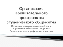 Организация воспитательного пространства студенческого общежития