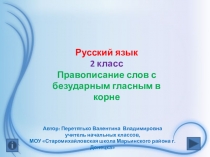 Правописание слов с безударными гласными в корне. Русский язык 2 класс.