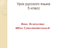 Презентация по русскому языку Имя существительное