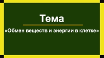 Презентация по биологии на тему Обмен веществ и энергии в клетке
