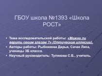 Исследовательская работа: Можно ли верить своим глазам ? (Оптические иллюзии)