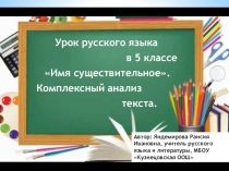 Урок русского языка в 5 классе Имя существительное. Комплексный анализ текста.
