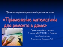 Презентация к практико-ориентированному проекту Применение математики для ремонта в доме