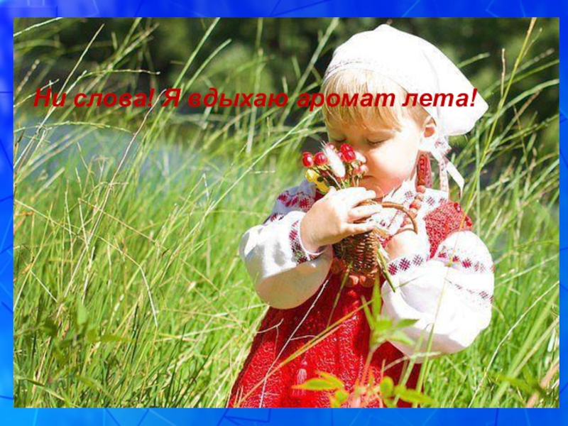 Презентация к уроку русского языка в 5 классе на тему: Это необыкновенное междометие Ни слова! Я вдыхаю аромат лета! Ни слова! Я вдыхаю аромат лета!