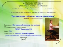 Защита Шаг в будущее по теме Организация рабочего места