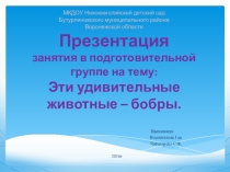 Занятие на тему: Эти удивительные животные - бобры